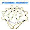 Bungee Cords with Loops, 60 Inch Long Heavy Duty Outdoor Elastic Bungee Straps with Carabiner Hooks, Rubber Tie Down Bungee Rope with Clips for Camping, Truck Bed, RV, Cargo, 2 Pack