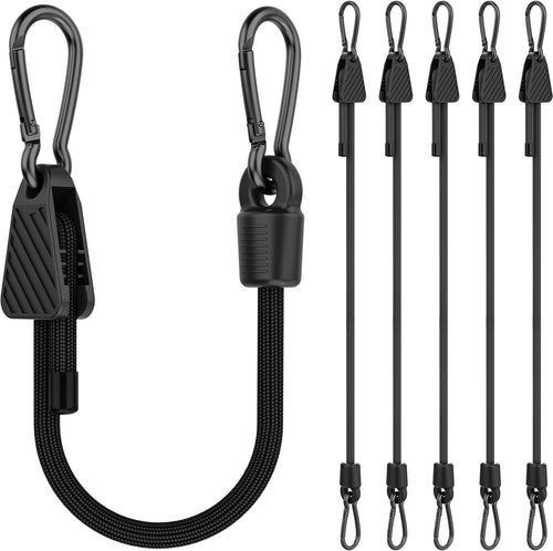 Bungee Cords with Hooks, Upgrade 24 inch Bungee Cords with Carabiner Hooks Outdoor, Heavy Duty Black High Strength Strong Elastic Bungee Cord Rope with Clips On Both Ends for Camping, Bike, 6 Pack