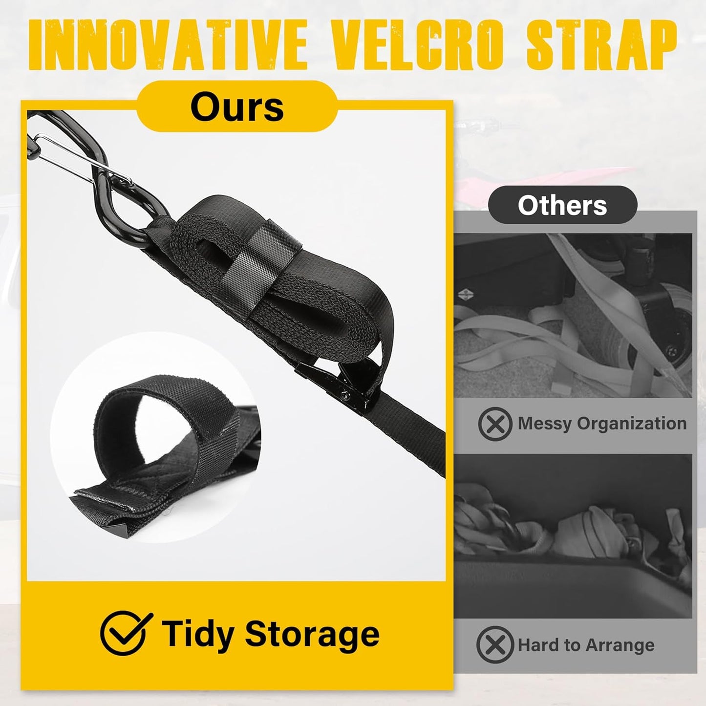 Tie Down Straps Cam Buckle, 10 Feet Heavy Duty Cam Buckle Straps with Hooks Soft Loops, 1,200lb Break Strength Cargo Motorcycle Tie-Down Straps for Trailers, Truck, Car Roof Rack, Kayaks, 4 Pack