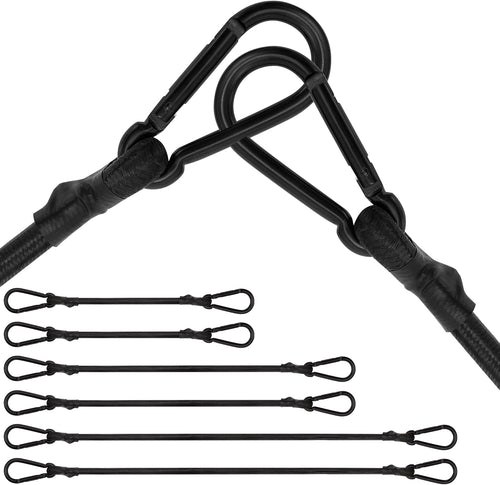 6 Piece Bungee Cords with Hooks - Heavy Duty Outdoor Bungee Cord Includes 36", 48", 72", Extra Strong Carabiner Bungee Cord with Metal Hook for Camping, Tarps, Bike Rack, Tent, Car