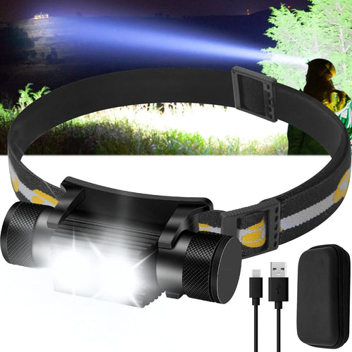 1200 Lumen Rechargeable LED Headlamp, Black, Battery Powered, Adjustable Light Modes, Impact Resistant, Waterproof Visit the Rugtol Store