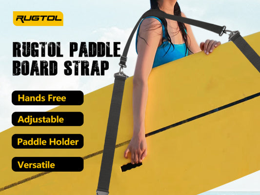 Paddle Board Carrying Strap - Adjustable Hands-Free Paddle Board Strap with Paddle Carrier Velcro Pieces and Soft Shoulder Strap, Paddle Board Accessories Suitable for SUP, Kayak and Surfboard