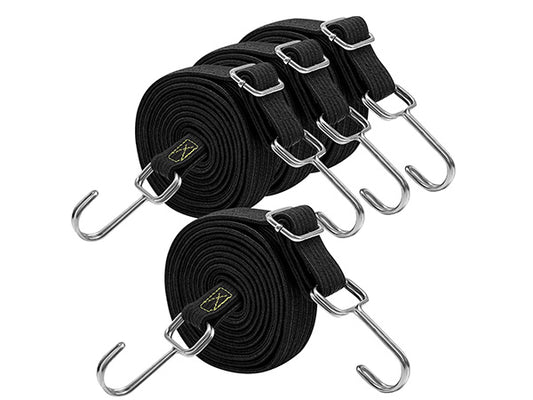 Bungee Cords Heavy Duty Outdoor, Long Adjustable Bungee Cords with Hooks Flat, 80 Inch High Elastic Rubber Bungee Straps with Hooks for Luggage, Roof Racks, Tarpaulin, Moving Cargo, Camps, Tarps