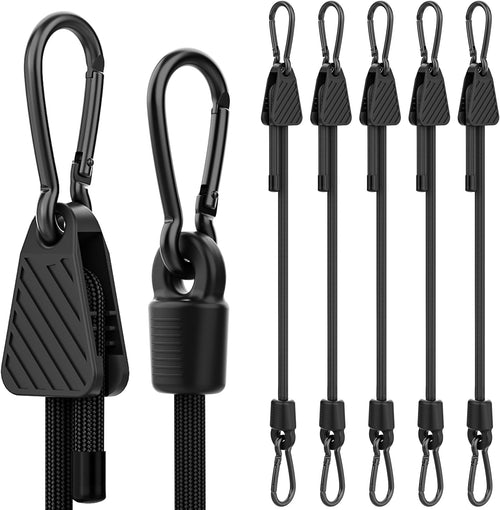 Bungee Cords with Hooks, Upgrade 12 inch Bungee Cords with Carabiner Hooks Outdoor, Heavy Duty Black High Strength Strong Elastic Bungee Cord Rope with Clips On Both Ends for Camping, Bike, 6 Pack