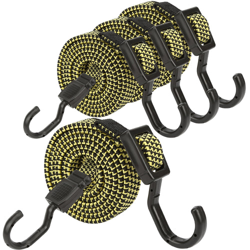 Bungee Cords with Hooks Heavy Duty, Flat Adjustable Bungee Cords with Hooks 40 Inch, Reflective Rubber Bungee Straps with Buckle Hooks for Outdoor, Camping, Tarps, Bike Racks, Tents, Brone