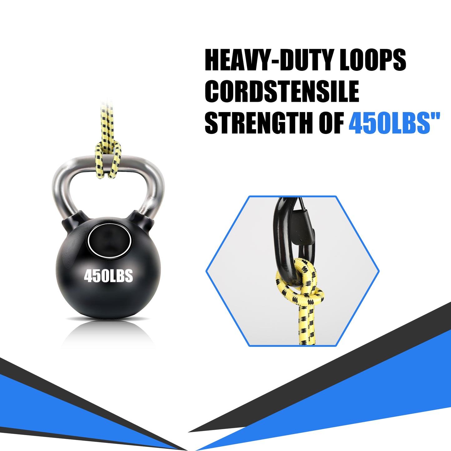 Bungee Cords with Loops, 60 Inch Long Heavy Duty Outdoor Elastic Bungee Straps with Carabiner Hooks, Rubber Tie Down Bungee Rope with Clips for Camping, Truck Bed, RV, Cargo, 2 Pack