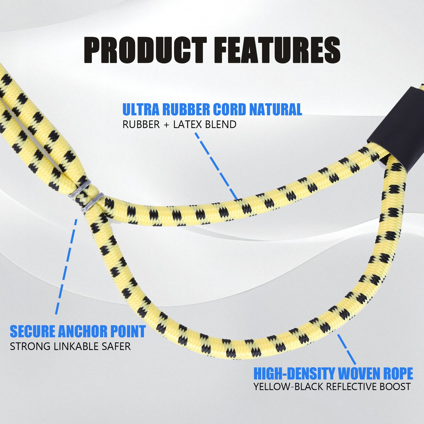Bungee Cords with Loops, 60 Inch Long Heavy Duty Outdoor Elastic Bungee Straps with Carabiner Hooks, Rubber Tie Down Bungee Rope with Clips for Camping, Truck Bed, RV, Cargo, 2 Pack